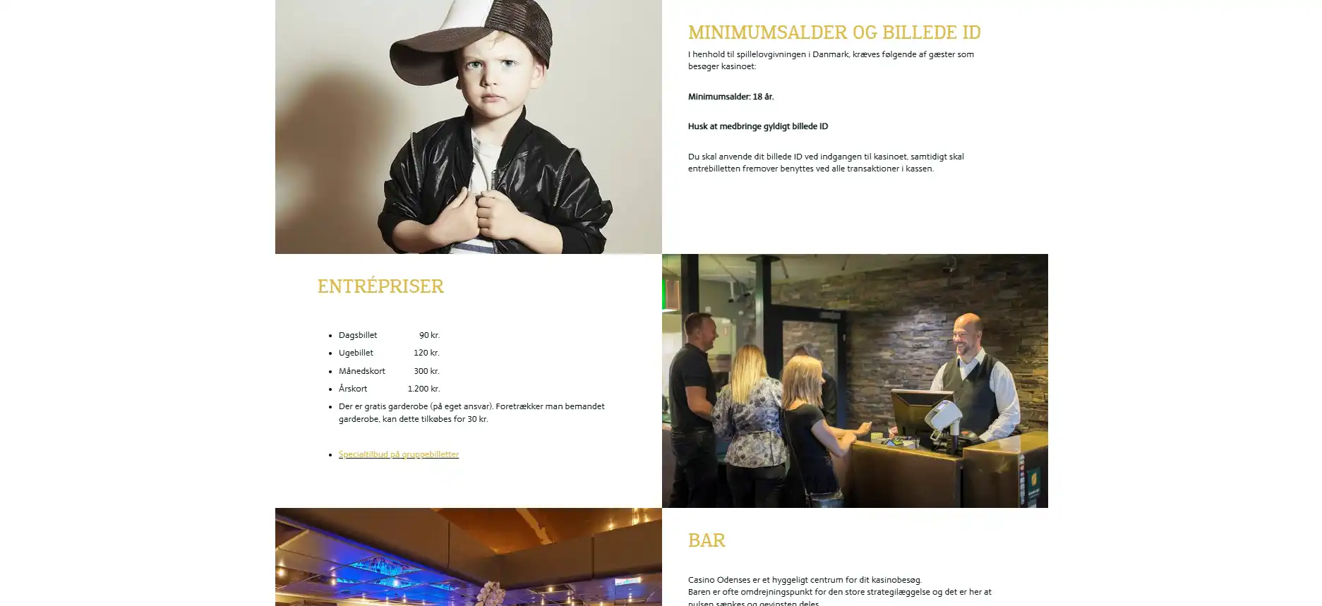 Casino Odenses officielle gæsteinformation med alder, billede-ID og entrépriser