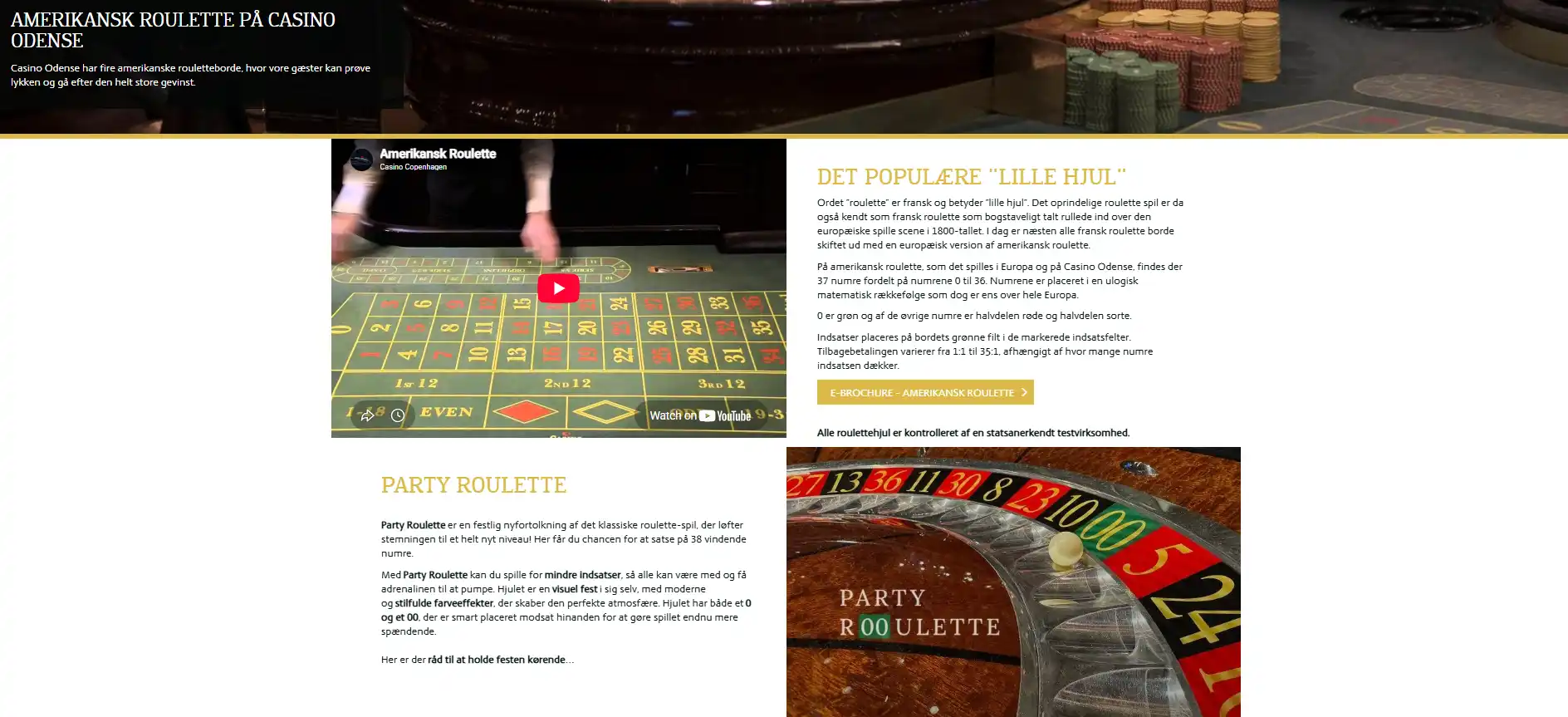 Casino Odenses officielle side om amerikansk roulette og Touchbet